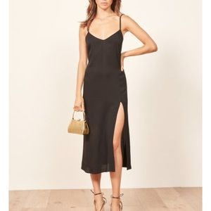 Reformation crimini dress black.